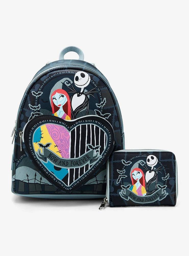 Loungefly The Nightmare Before Christmas Jack & Sally Split Heart Mini Backpack