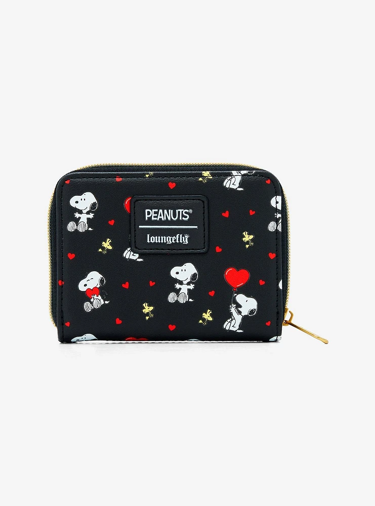 Loungefly Peanuts Snoopy Woodstock Hearts Mini Zipper Wallet