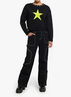 Black & Lime Green Star Grommet Girls Sweater