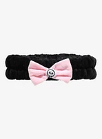 Black & Pink Skull Bow Spa Headband