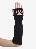 Black Cat Paw Fuzzy Arm Warmers