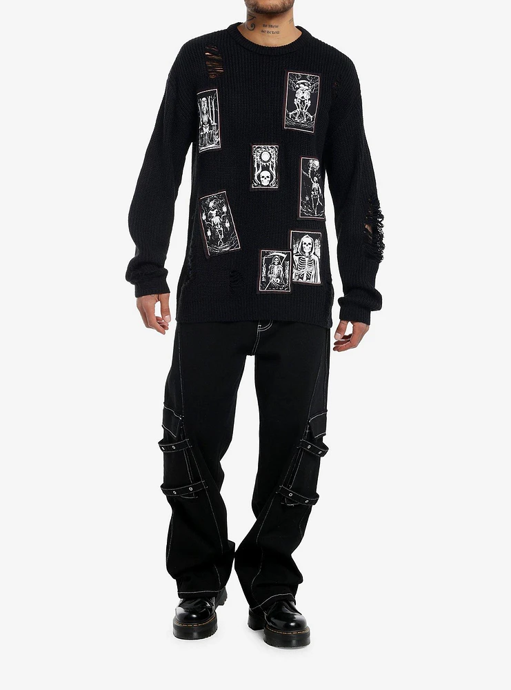 Cosmic Aura Skeleton Patches Knit Sweater