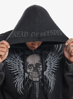 Social Collision Wing & Skull Appliqué Hoodie