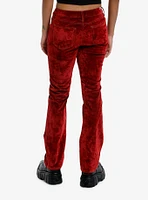 Red Flocked Low-Rise Straight Leg Jeans