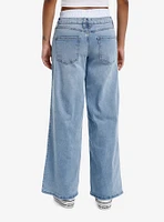 Light Indigo Faux Boxers Wide Leg Jeans