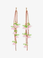 Thorn & Fable Pink Flower Gem Drop Earrings