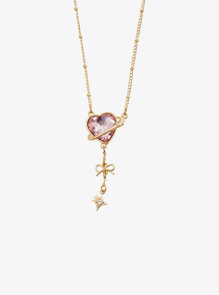 Sweet Society Pink Gem Planet Orbit Necklace