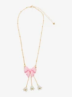 Sweet Society Pink Bow Flower Necklace