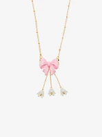 Sweet Society Pink Bow Flower Necklace