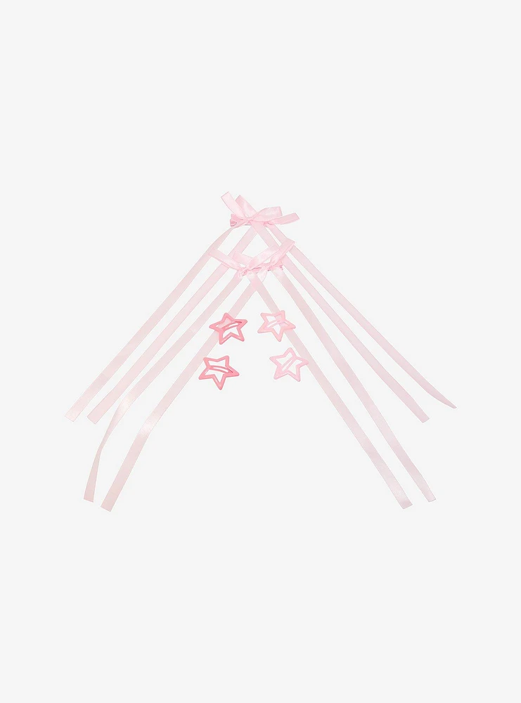 Sweet Society Pink Star Clips & Ribbon Set