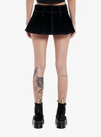 Black Velvet Pleated Micro Skort