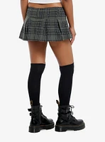 Olive Plaid Belted Micro Skort