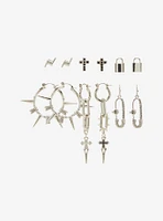 Social Collision Chain Spike Lock Earring Set