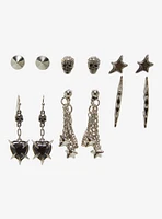 Social Collision Skull Heart Spike Earring Set