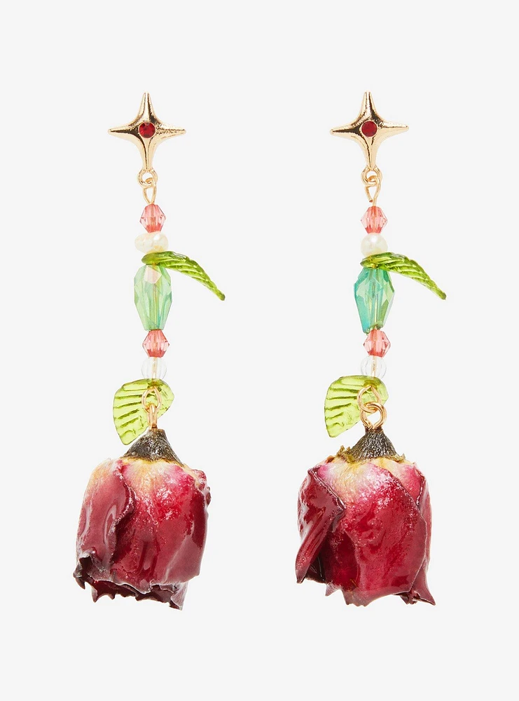 Thorn & Fable Rose Flower Drop Earrings