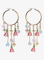 Thorn & Fable Flower Dragonfly Drop Hoop Earrings