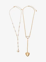 Sweet Society Bow Locket Lariat Necklace Set