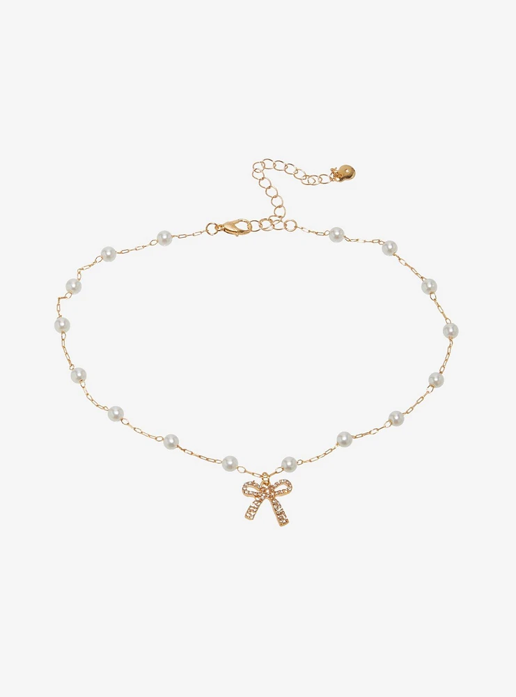 Sweet Society Bow Pearl Choker Set