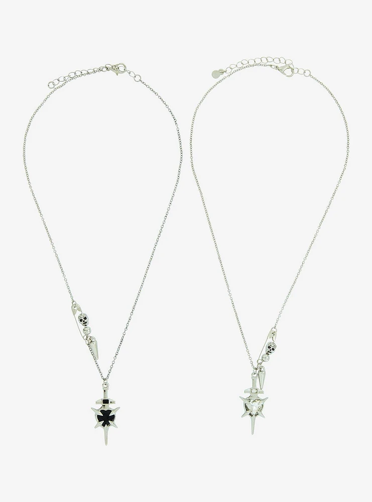 Social Collision Dagger Heart Best Friend Necklace Set