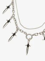 Social Collision Dagger Charm Necklace Set