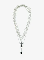 Social Collision Spike Heart Cross Necklace Set