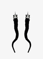 Social Collision Cat Skull Fuzzy Worm Earrings