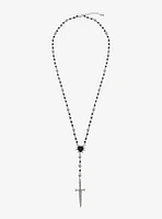 Social Collision Spike Heart Dagger Rosary Necklace