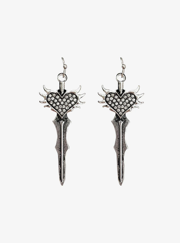 Social Collision Heart Sword Earrings