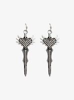 Social Collision Heart Sword Earrings