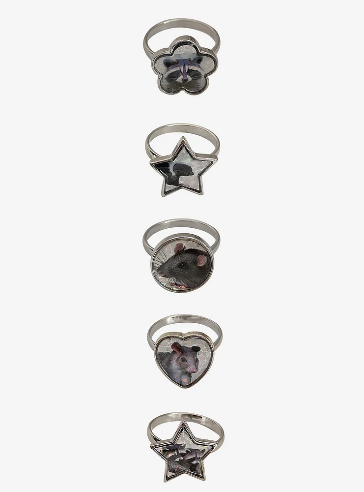 Social Collision Trash Critters Glitter Ring Set