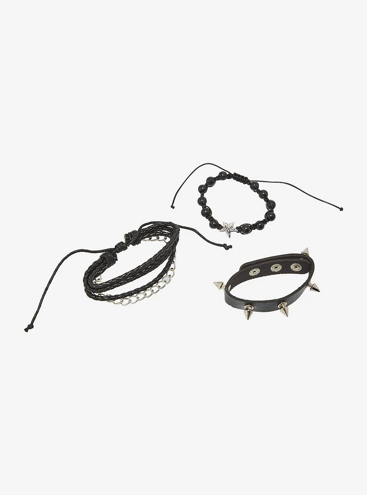 Social Collision Grunge Spike Star Bracelet Set