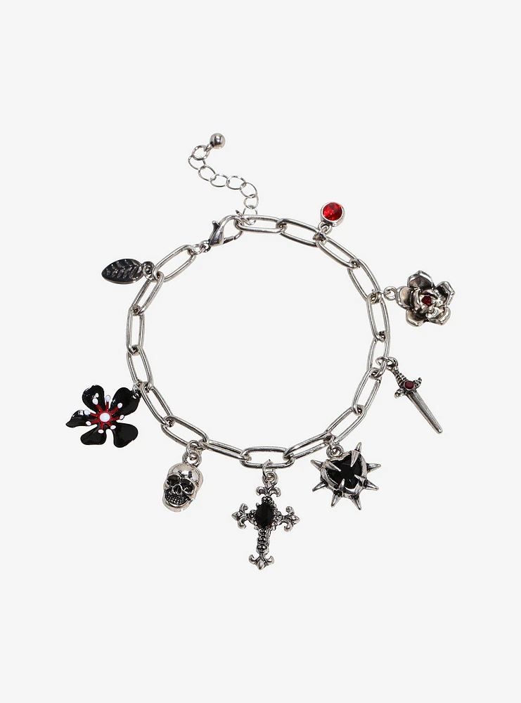 Social Collision Skull & Sword Charm Bracelet