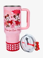 Disney Minnie & Mickey Valentine's Day Tumbler with Handle and Straw Charm — BoxLunch Exclusive