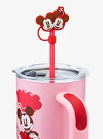 Disney Minnie & Mickey Valentine's Day Tumbler with Handle and Straw Charm — BoxLunch Exclusive