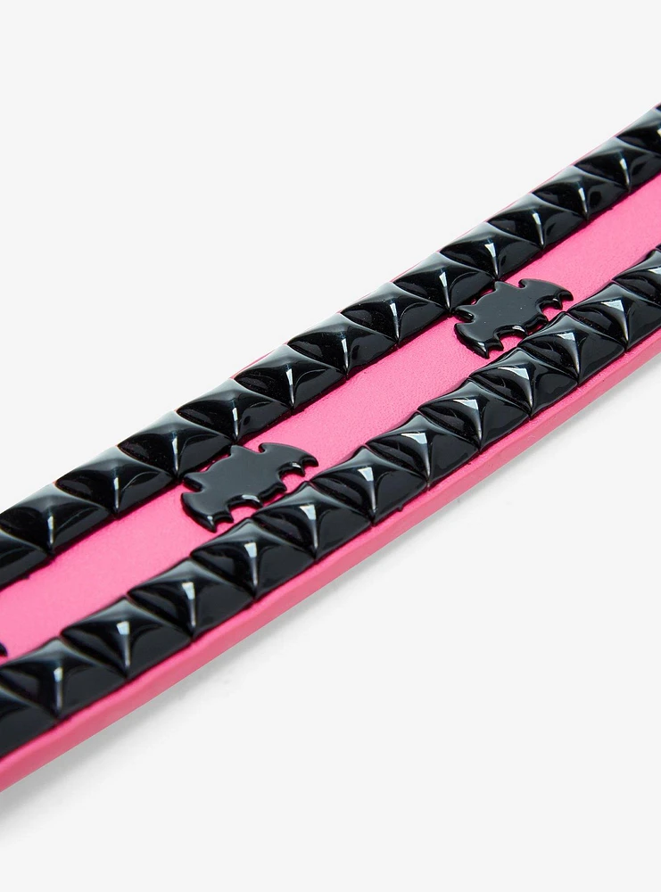 Pink & Black Bat Pyramid Stud Belt