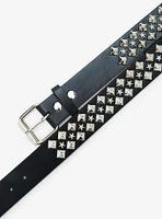 Black Silver Pyramid Star Stud Belt