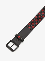 Black & Red Cross Pyramid Stud Belt