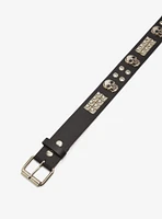 Black Pyramid Skull Grommet Belt