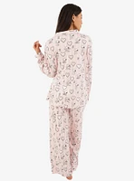 Snoopy Classic Pinstripe Hearts Notch Collar Pajama Set