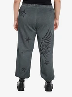 Social Collision Grunge Skull Stars Girls Oversized Jogger Pants Plus