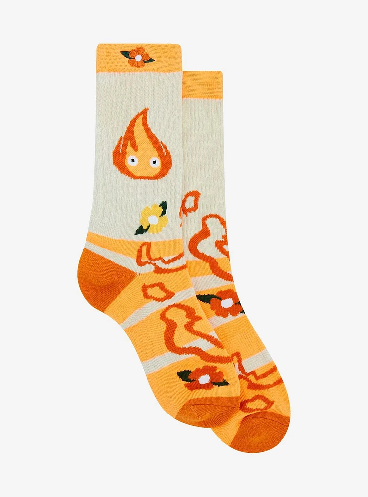 Studio Ghibli® Howl's Moving Castle Calcifer Flower Crew Socks