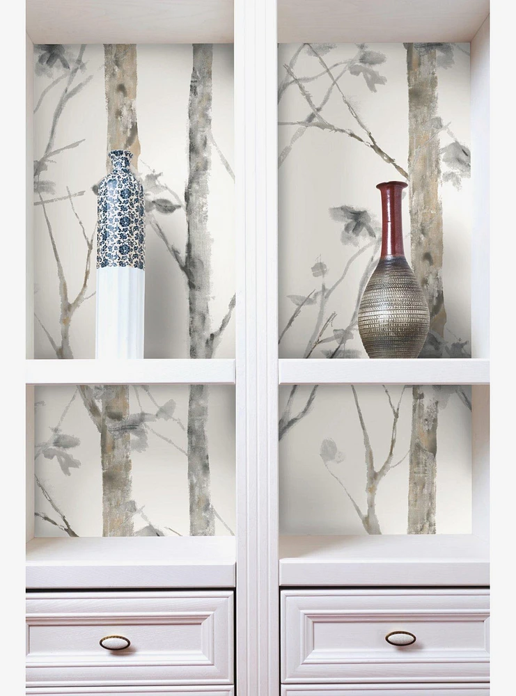 Birch Trees Brown Peel & Stick Wallpaper