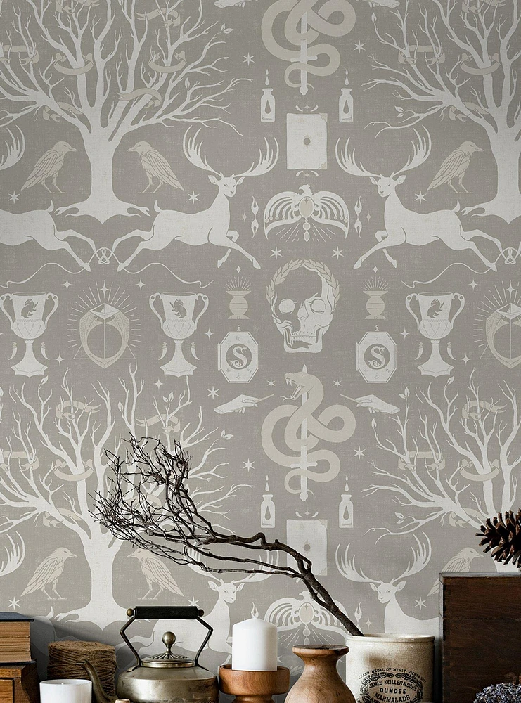 Harry Potter Horcrux Grey Damask Peel & Stick Wallpaper