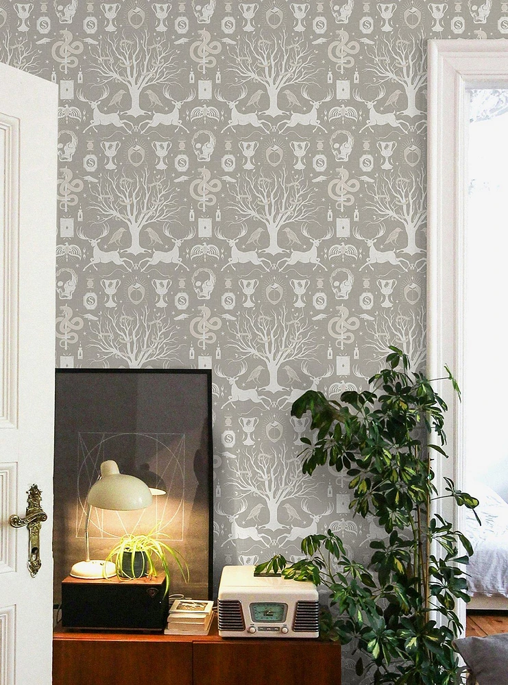 Harry Potter Horcrux Grey Damask Peel & Stick Wallpaper