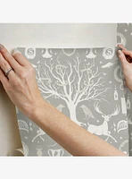 Harry Potter Horcrux Grey Damask Peel & Stick Wallpaper