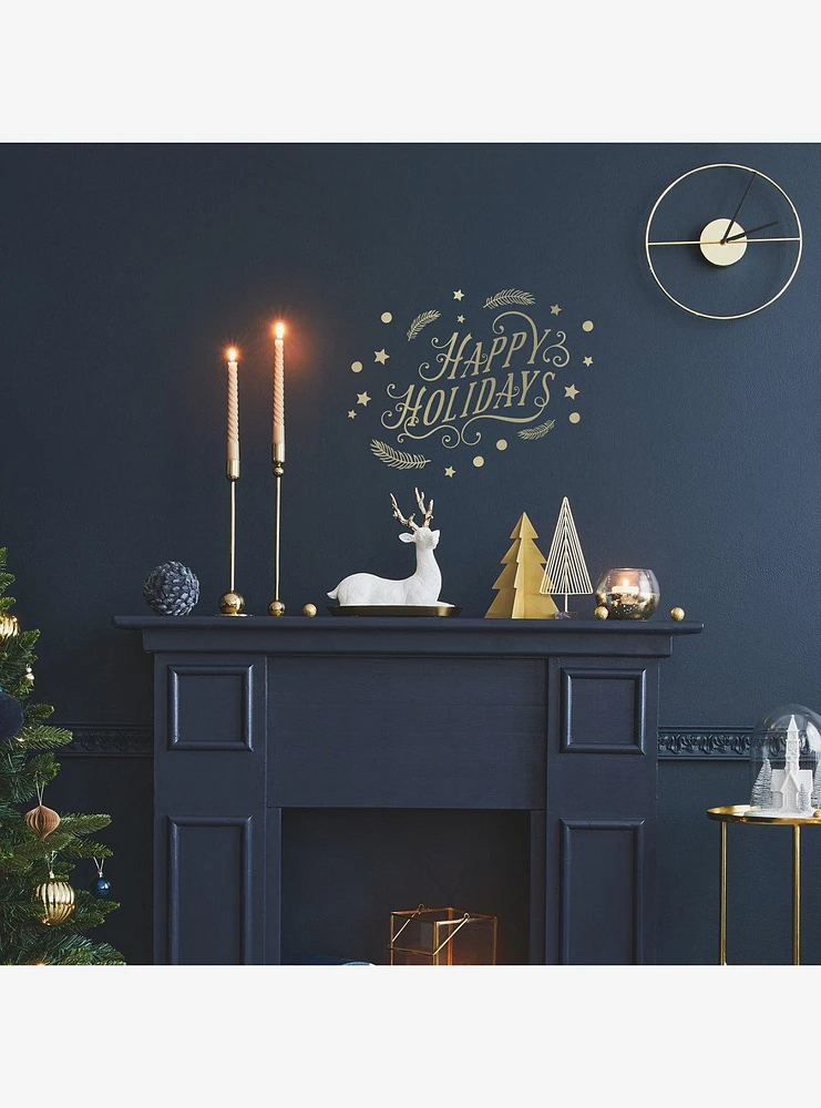 Happy Holidays Gold Metallic Ink Wall Decals