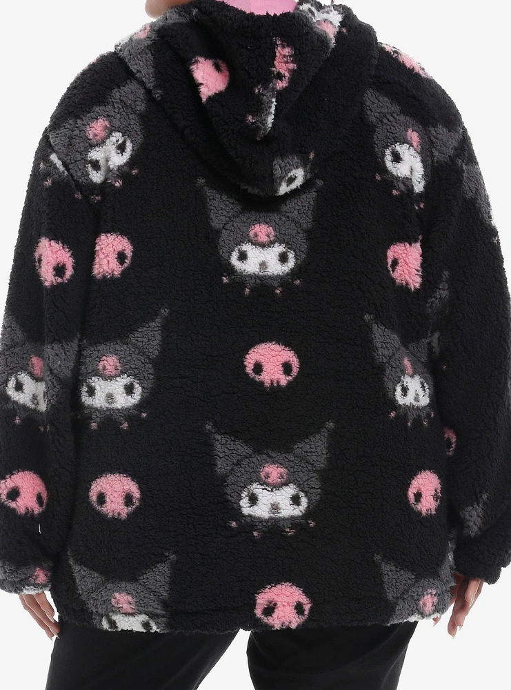 Kuromi Skull Sherpa Girls Hoodie Plus