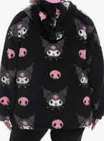 Kuromi Skull Sherpa Girls Hoodie Plus