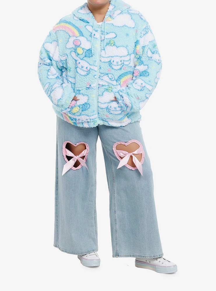 Cinnamoroll Rainbow Cloud Girls Sherpa Hoodie Plus