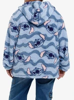 Disney Stitch Waves Sherpa Girls Hoodie Plus